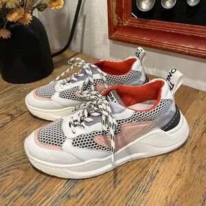 🩷 MÉLINE – White & Pink Chunky Sneakers – Size 37